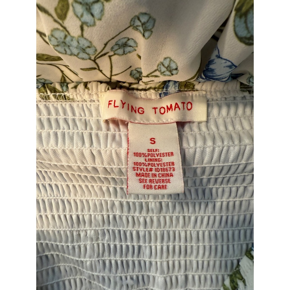 Flying Tomato Boho Cottagecore‎ Floral Puff Sleeve Mini Dress Size Small - Picture 6 of 7